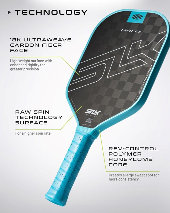 [셀커크] SLK 할로 컨트롤 엑스엘(XL) 16mm 피클볼 패들(SELKIRK SLK HALO PICKLEBALL PADDLE)