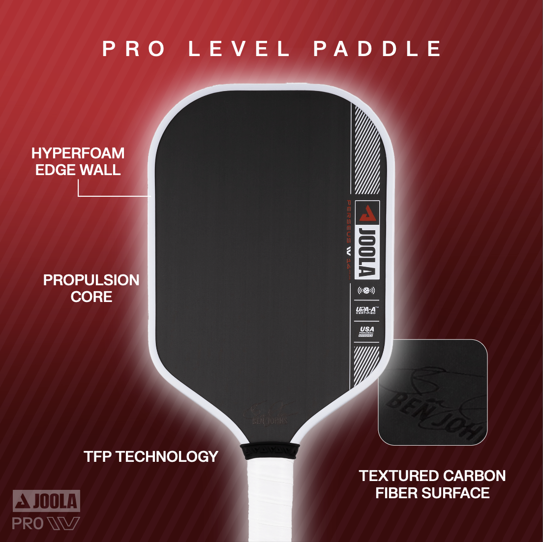 율라 벤존스 페르세우스 프로 IV 14mm 피클볼패들(JOOLA Ben Johns Perseus Pro IV 14mm Pickleball Paddle)